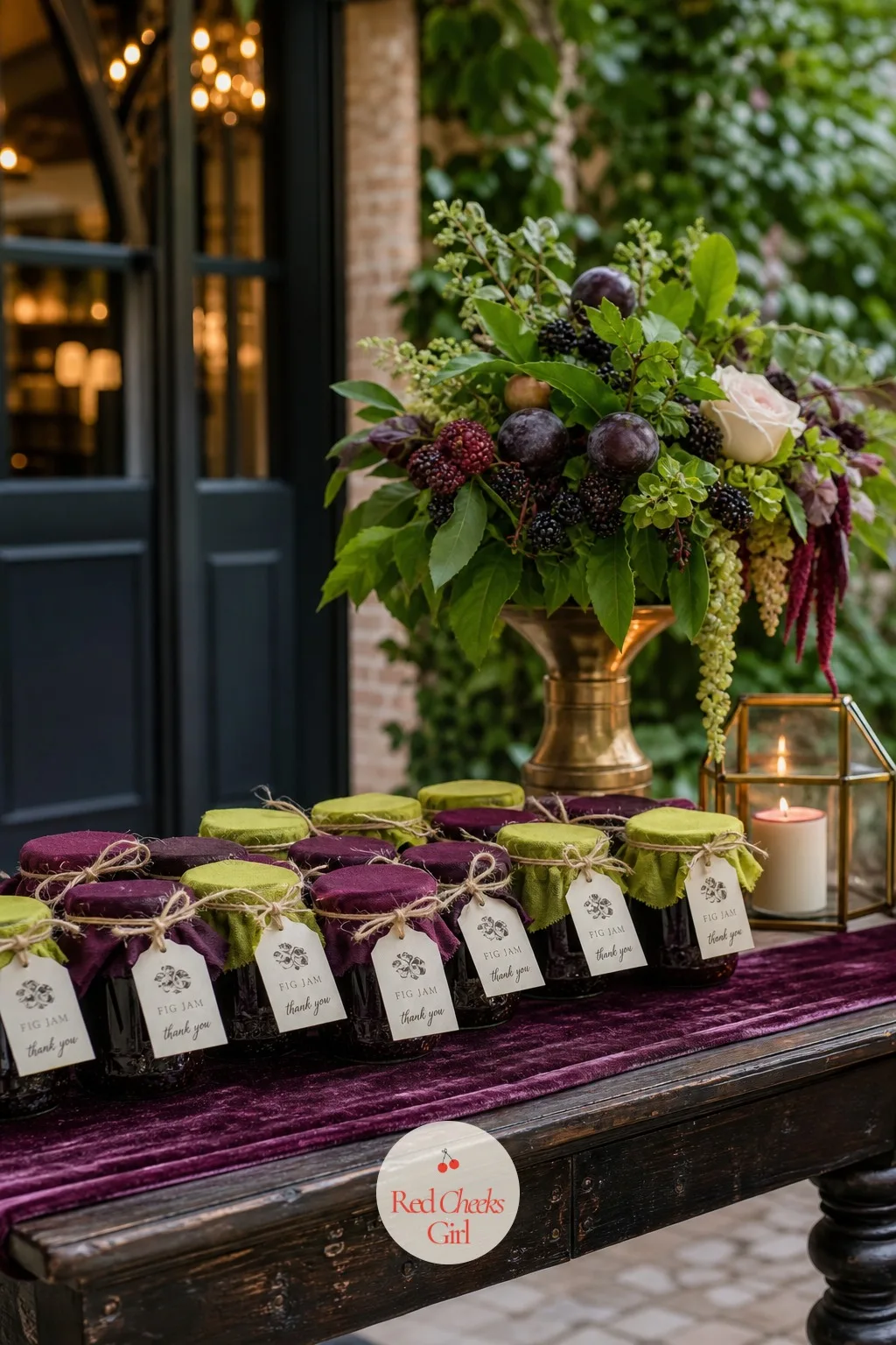 Fig Jam Favors — A favour nobody uses is just extra weight in a guest's bag by the end of the night. Plum and green wedding