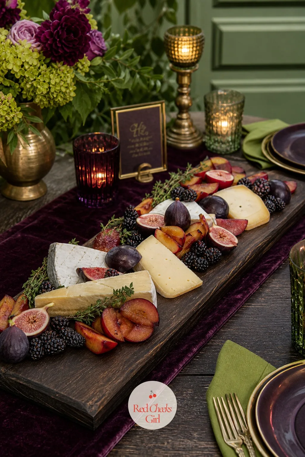 A Fig and Plum Cheese Board for Cocktail Hour — Guests arriving at cocktail hour want something to hold before the toasts start, not another passed canape they
