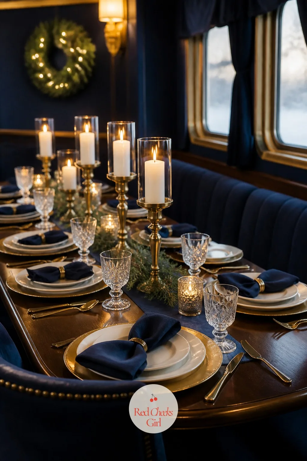 The Dining Car Table — A table set in whatever linens were already in the drawer breaks the spell the second guests sit down. Polar express christmas party