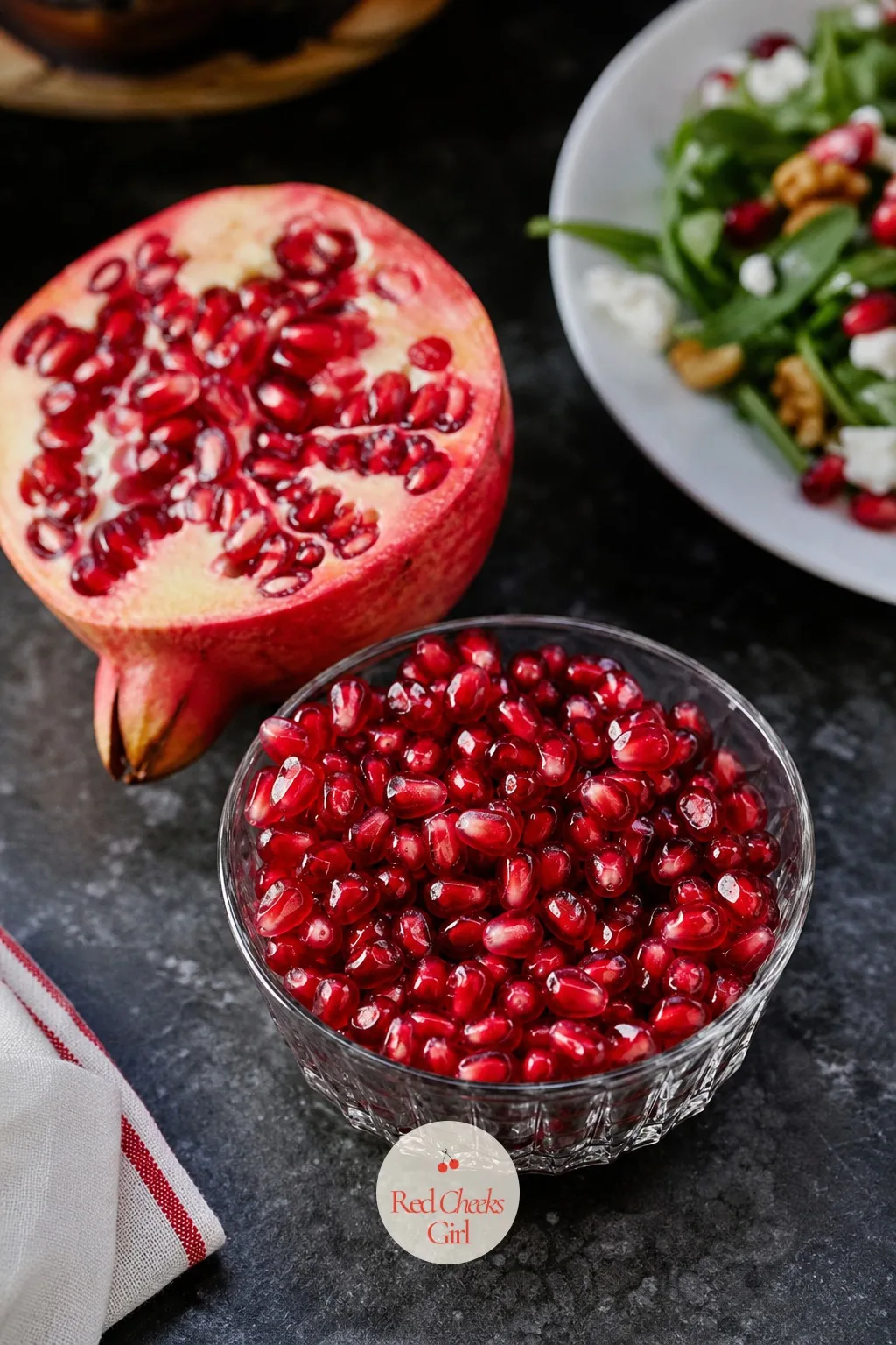 Pomegranate — A whole pomegranate looks like more trouble than it is worth right up until the first seed hits the bowl and the trouble stops mattering.