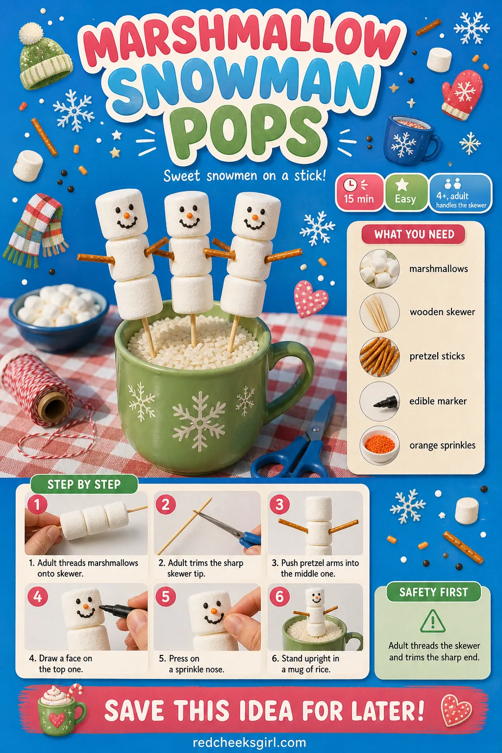 Marshmallow Snowman Pops Craft Card printable sheet. Preschool christmas crafts