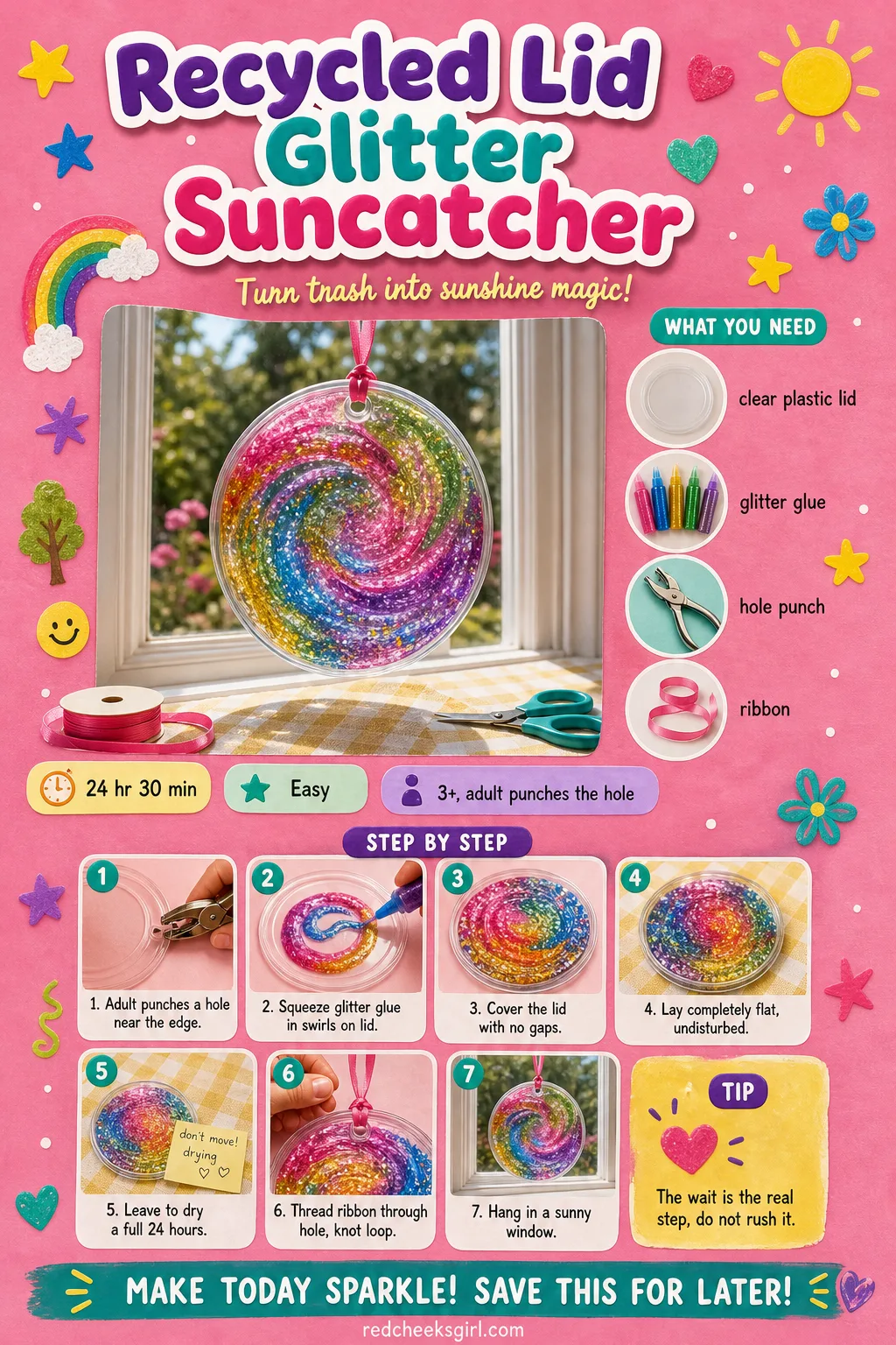 Recycled Lid Glitter Suncatcher Craft Card printable sheet. Preschool christmas crafts