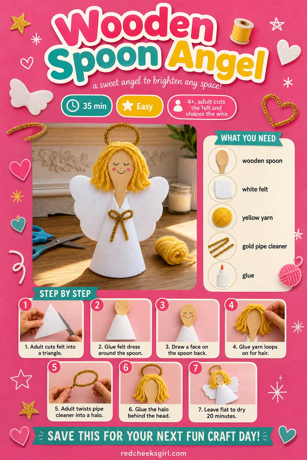 Wooden Spoon Angel Craft Card printable sheet. Preschool christmas crafts