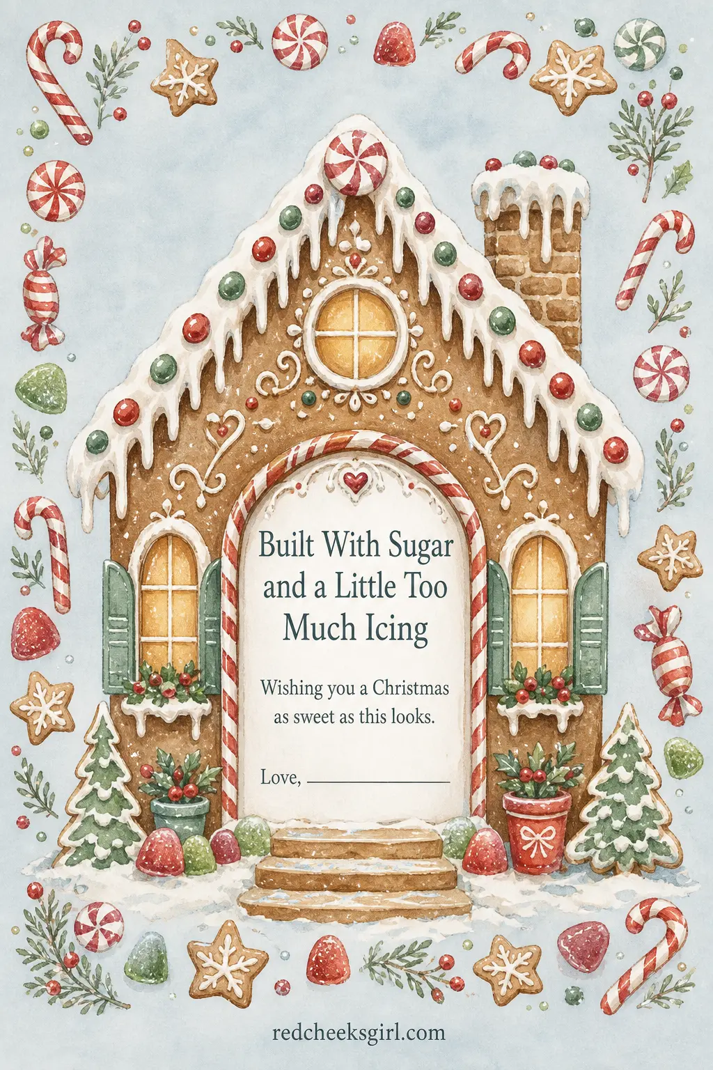 Built With Sugar and Cheer printable sheet — For a classroom, a cousin's kids, or anyone under ten on your list. Printable christmas cards