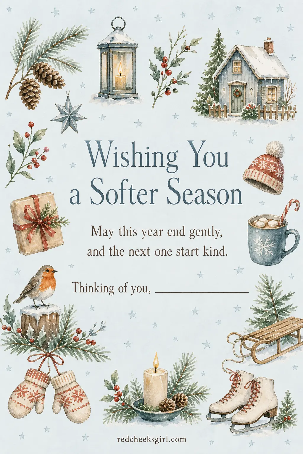 Drifting Down Like Peace printable sheet — Some years are hard underneath the decorations, and the usual bright card feels wrong to send. Printable christmas