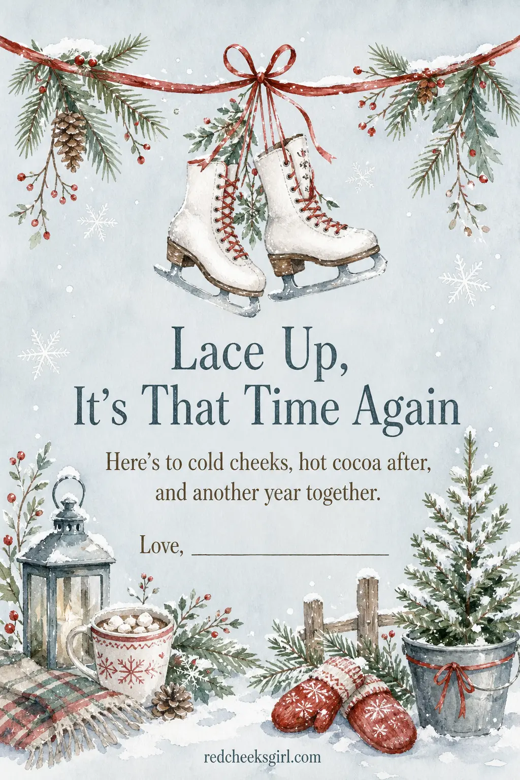 Lace Up for Joy printable sheet — For the family that actually does the pond or the rink every year, or the one that only talks about doing it. Printable