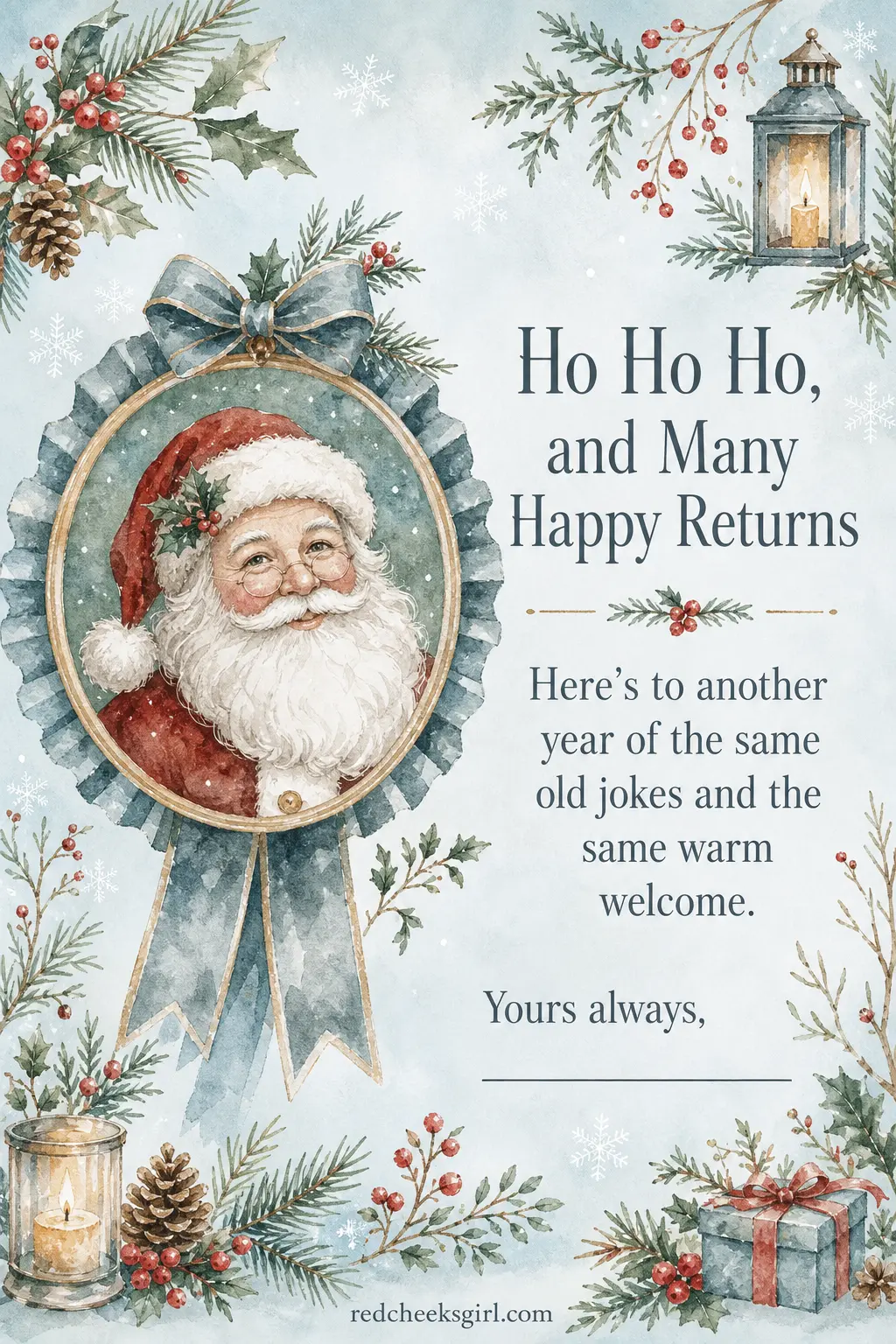The Vintage Santa Wink printable sheet — For the uncle who still tells the same joke every year and the grandparent who likes things to look like they used to.
