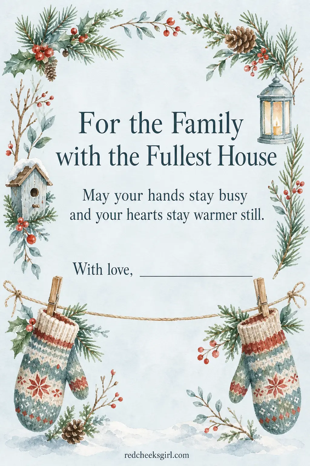 Warm Hands, Warm Heart printable sheet — New parents get flooded with practical gifts and almost nothing that just says well done. Printable christmas cards