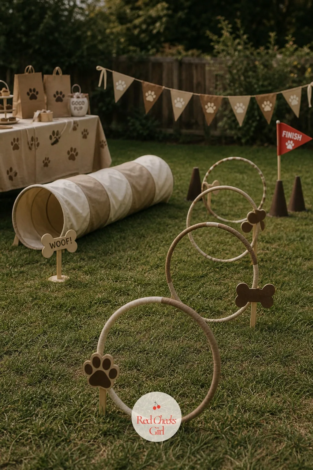 A Doggy Obstacle Course Through Hoops and a Tunnel — Somebody always needs to run the energy out before cake, and this course does it without a single rule to