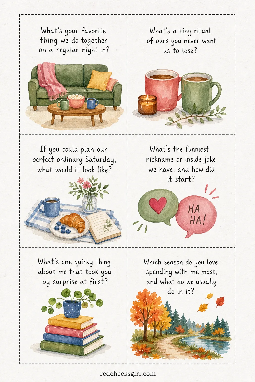 Playful Favorites and Habits Cards (Sheet 2) printable sheet. Questions for couples