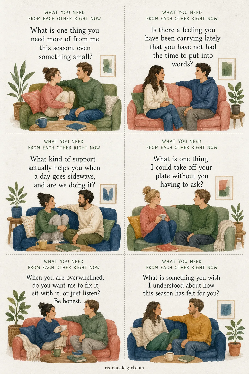 What You Need From Each Other Right Now Cards printable sheet. Questions for couples to reconnect