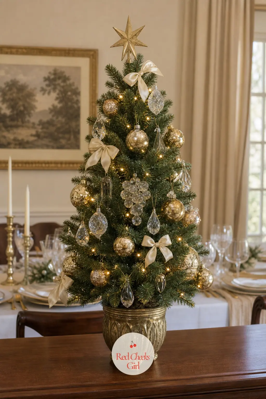 A Crystal and Gold Tabletop Tree for the Table — The dining room tree does not need to be large, it needs to be seen in candlelight. Ralph lauren christmas tree