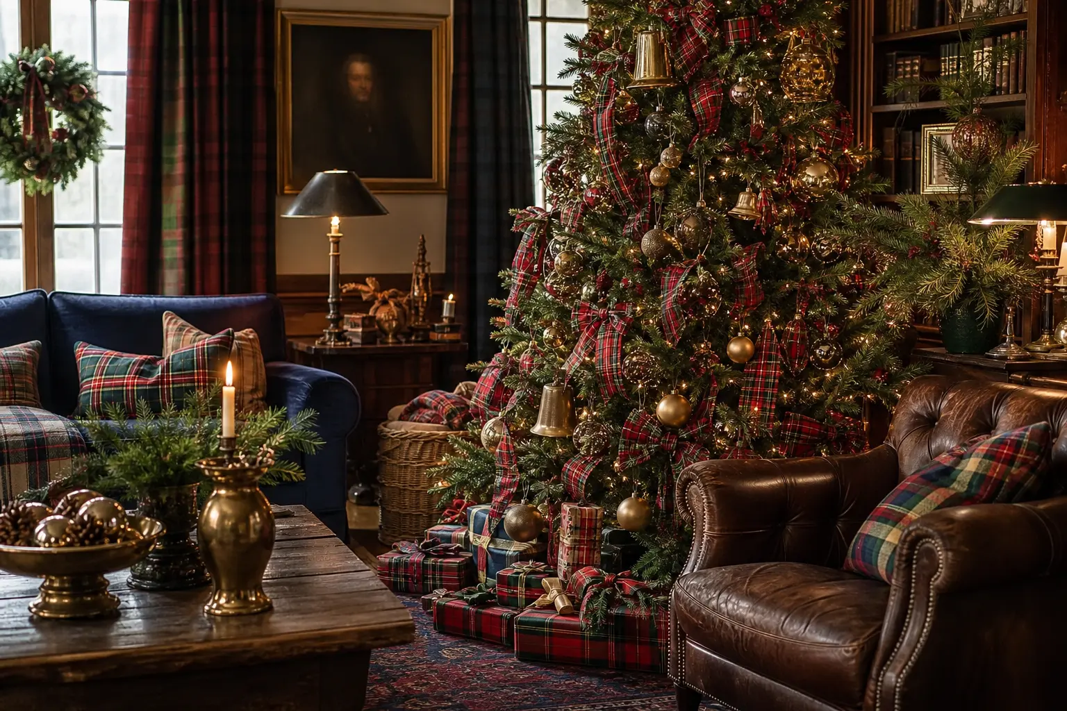 Ralph Lauren Christmas Tree: 13 Ideas With Tartan Ribbon, Brass Bells and Cozy Manor Charm