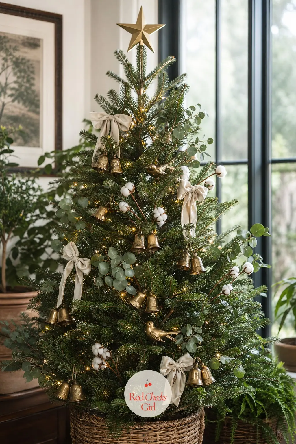 A Potted Living Spruce in the Sunroom — Among the plants and the big windows, a living potted spruce barely needs an introduction, so it gets dressed lightly