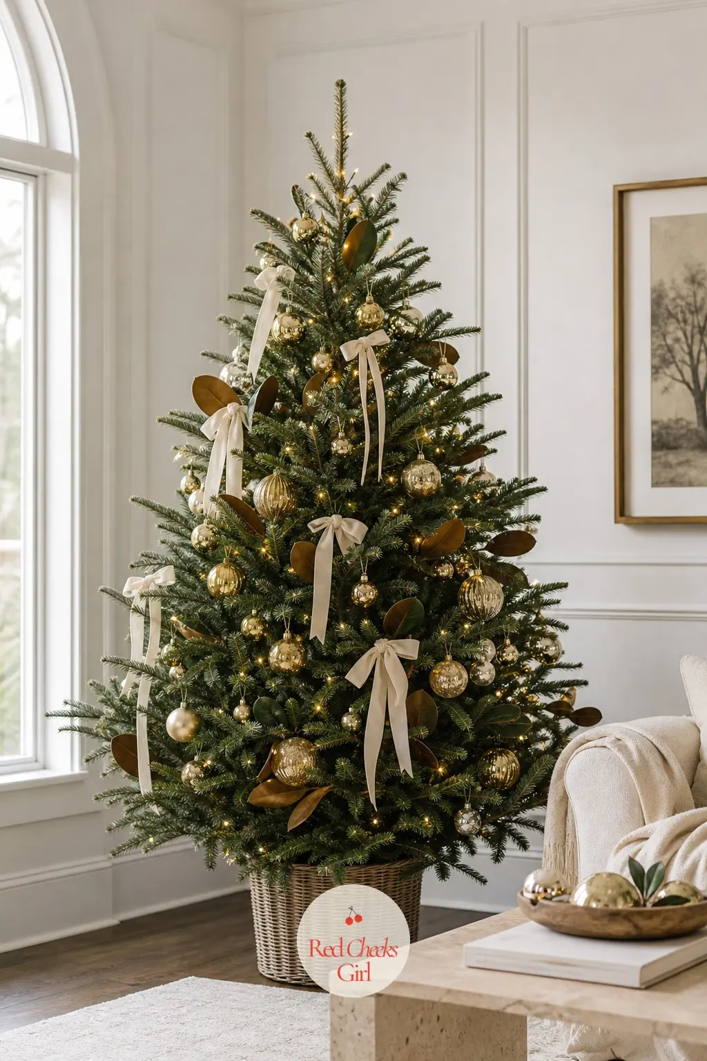 The Sage Conservatory Tree — Another real, potted tree still in active growth, this one trades the charcoal fir's coolness for sage and brass instead, with