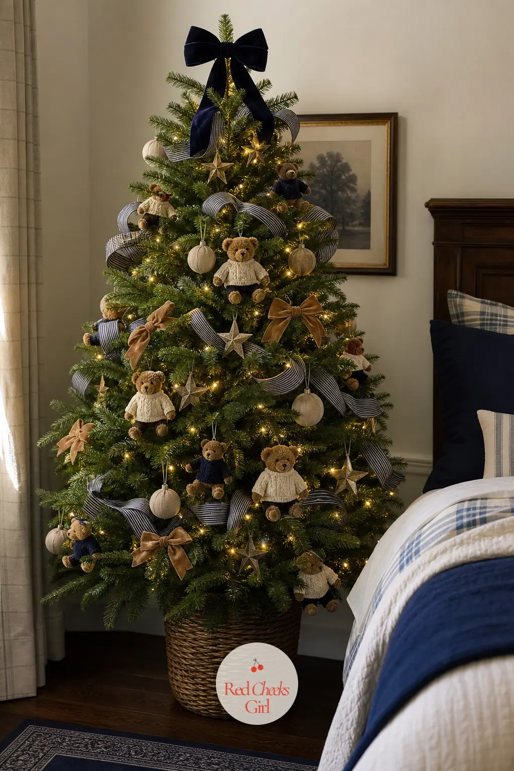 A Teddy Bear Tree in the Bedroom Corner — Beside the bed, the tree gets to be the one place in the house that is allowed to be a little sentimental. Ralph