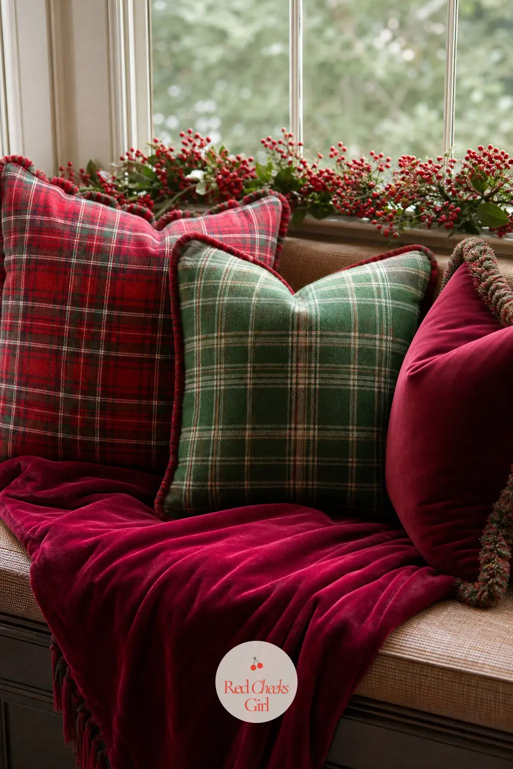 The Window Seat, Heaped in Plaid Cushions and Velvet Throws — A window seat is an easy place to pile texture without touching a single wall: plaid cushions in