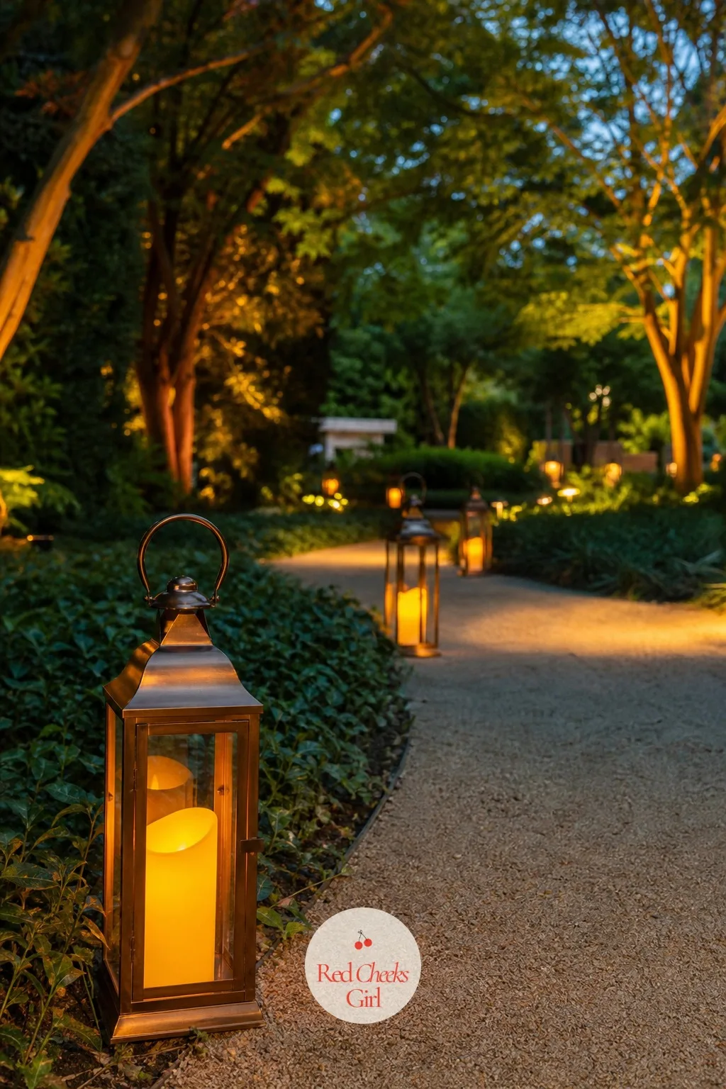 Lanterns Lining A Garden Path — Guests arriving in the dark need somewhere to look besides their phone flashlight. Rehearsal dinner decorations
