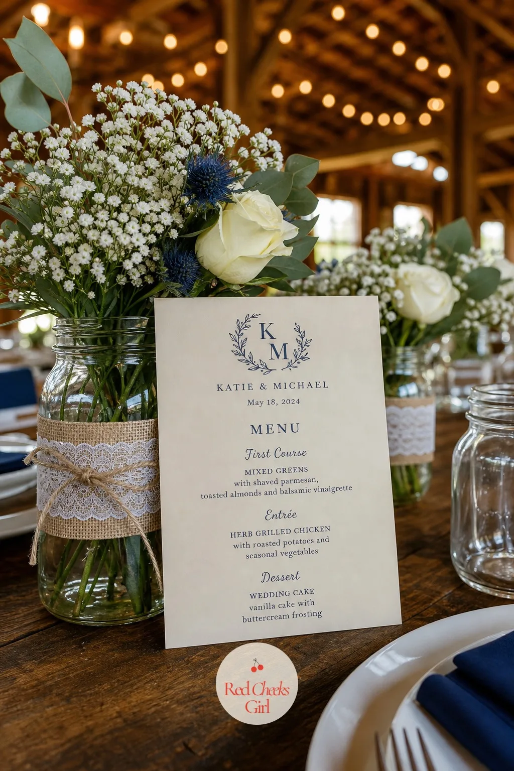 Menu Cards With The Couple's Names — A dinner without a menu card makes guests ask the server what's coming next three separate times. Rehearsal dinner