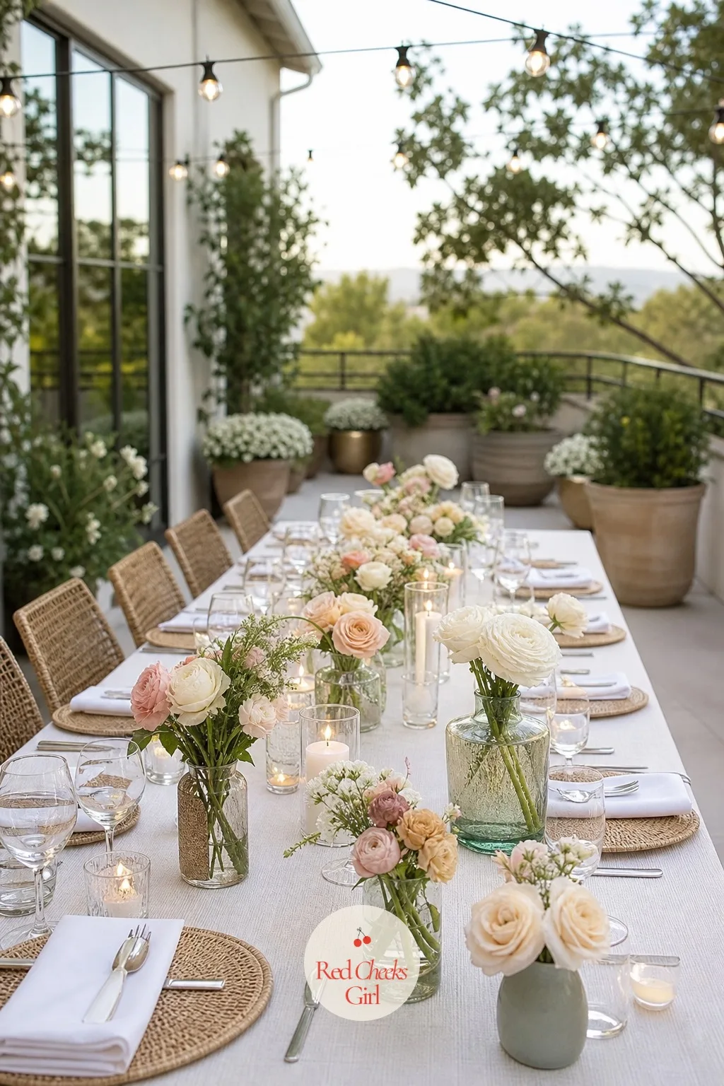 Small Flower Arrangements In Mismatched Vases — A single oversized centerpiece can block the view across the table and eat half the florist's budget in one go.