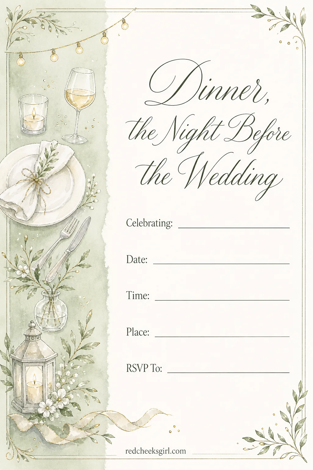 The Minimalist Invitation printable sheet — Not every couple wants florals or a frame, and this one is for the pair who would rather the invitation say less