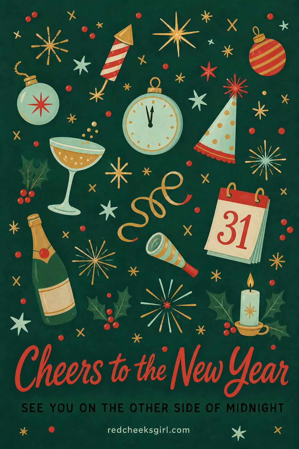 Sputnik New Year printable sheet — Use this one after the 25th, for the people who get forgotten between Christmas and January: the second cousin, the old