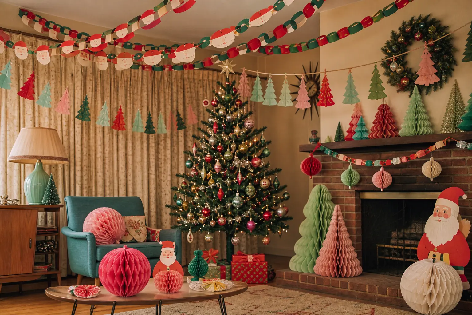 Retro Paper Christmas Decorations: 10 Free Printable Kitschy Garlands Straight Out of a 1950s Living Room