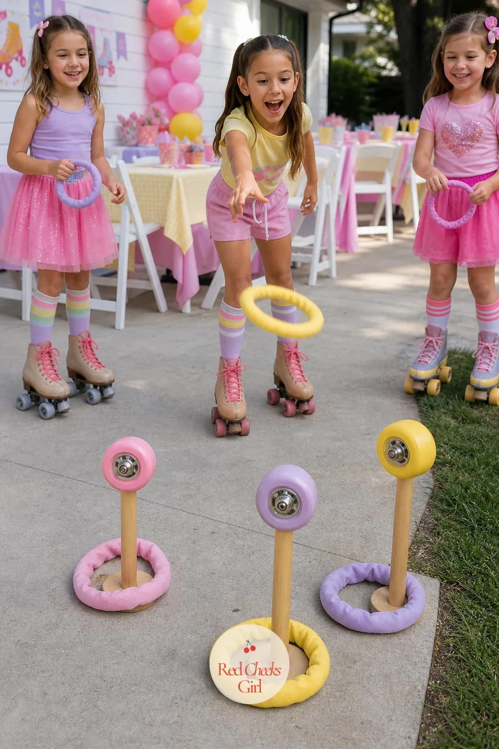 Skate Wheel Ring Toss — Set this up off to the side of the main rink lane for the guests taking a breather between laps, and it will pull a small crowd of its