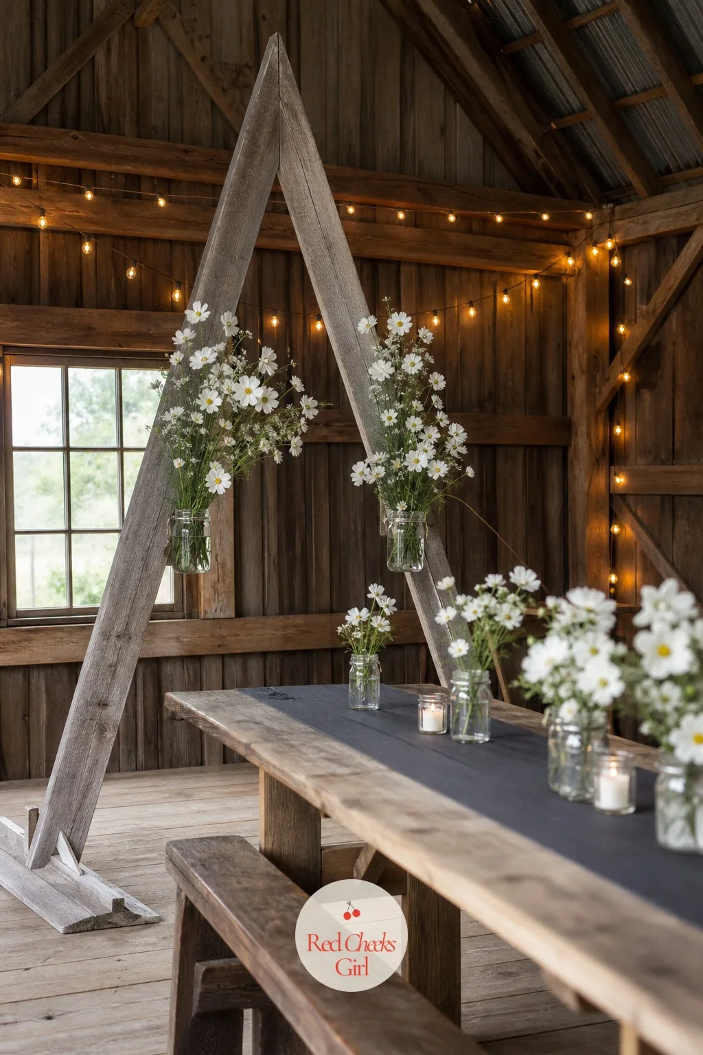 Reclaimed Wood Triangle Arch — A triangle arch has none of the fuss of a curved one and all of the presence, especially built from wood that has clearly lived