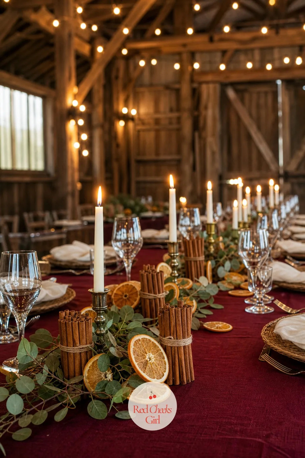 Cinnamon Stick and Dried Orange Bundles with Candles — This one does double duty as decor and as the reason the room smells like a cold afternoon indoors.