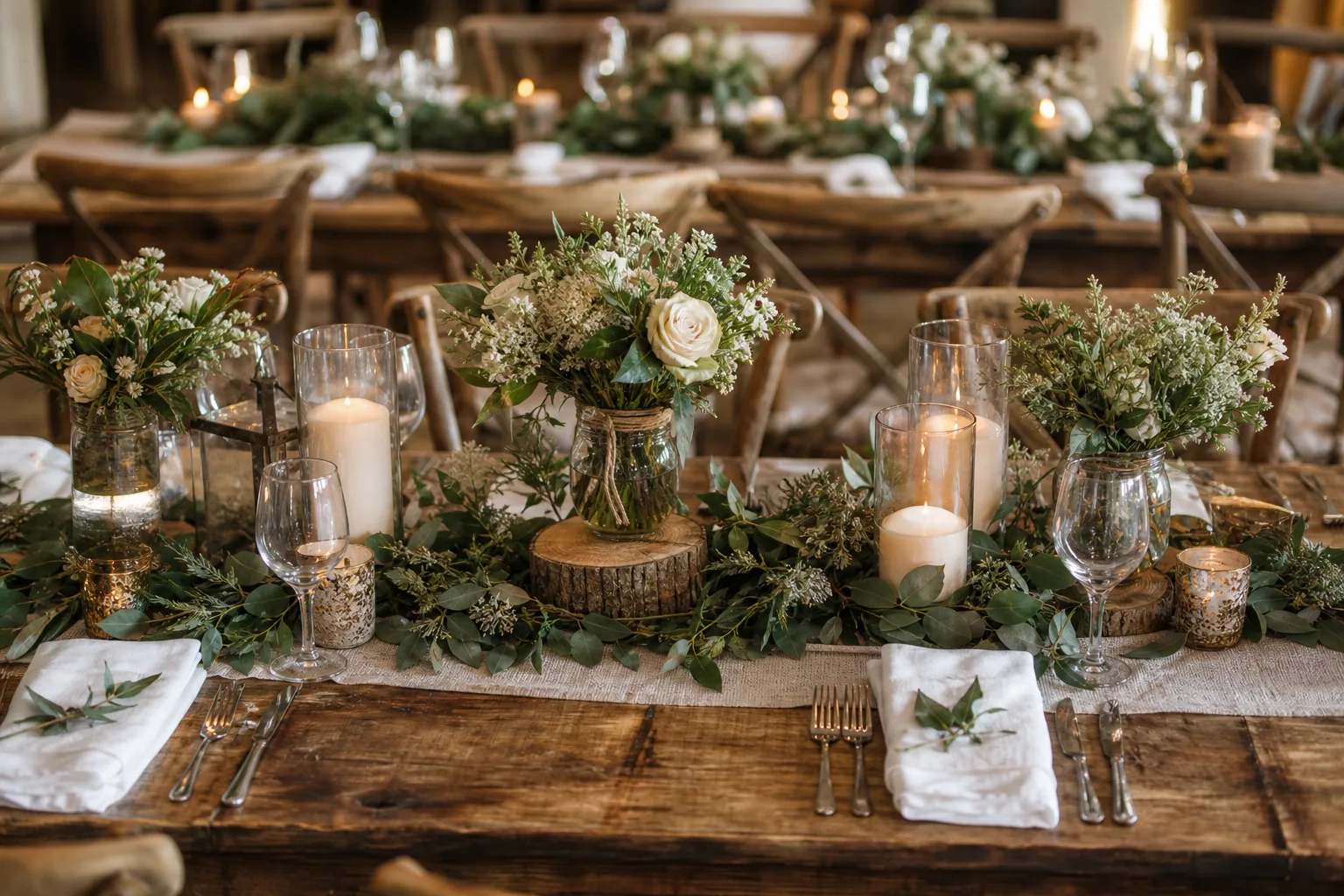 29 Rustic Wedding Centerpieces for Long Farm Tables