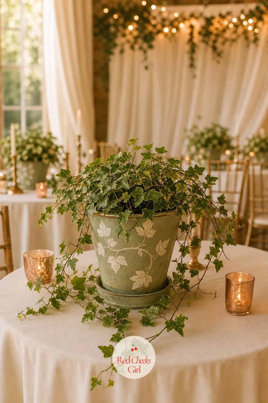 Painted Terracotta Pots of Trailing Greenery — Not every table needs cut flowers, and a terracotta pot of trailing greenery costs less, lasts the whole