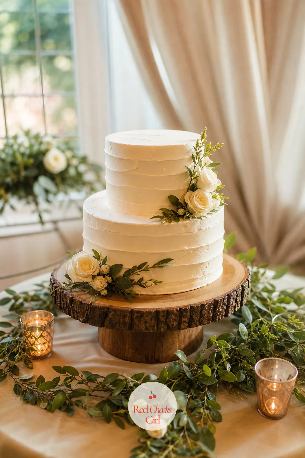 A Wooden Cake Stand for the Wedding Cake — The cake itself deserves its own stand rather than sharing a tier with cookies and pies. Rustic wedding decor