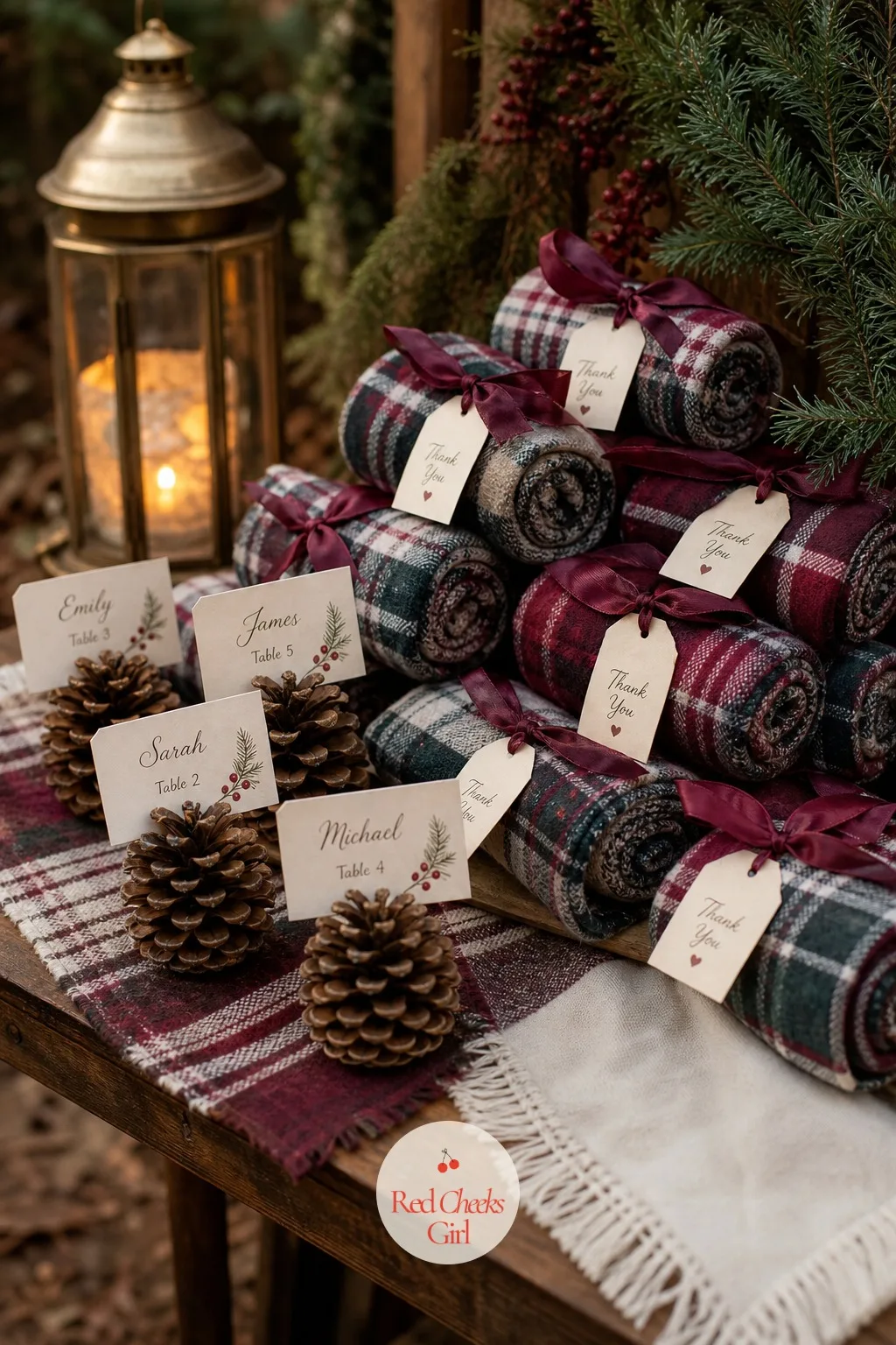 Cozy Sock Favors — A favor guests actually keep, instead of leaving behind on the table, pays for itself in the goodbye line alone. Rustic winter wedding