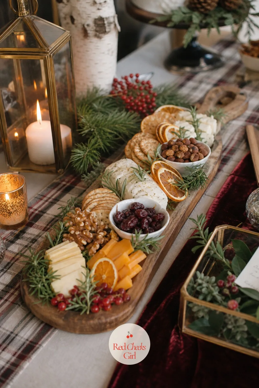 A Grazing Board of Dried Orange and Rosemary — Something to pick at before the cake cutting keeps guests near the dessert table without competing with the cake