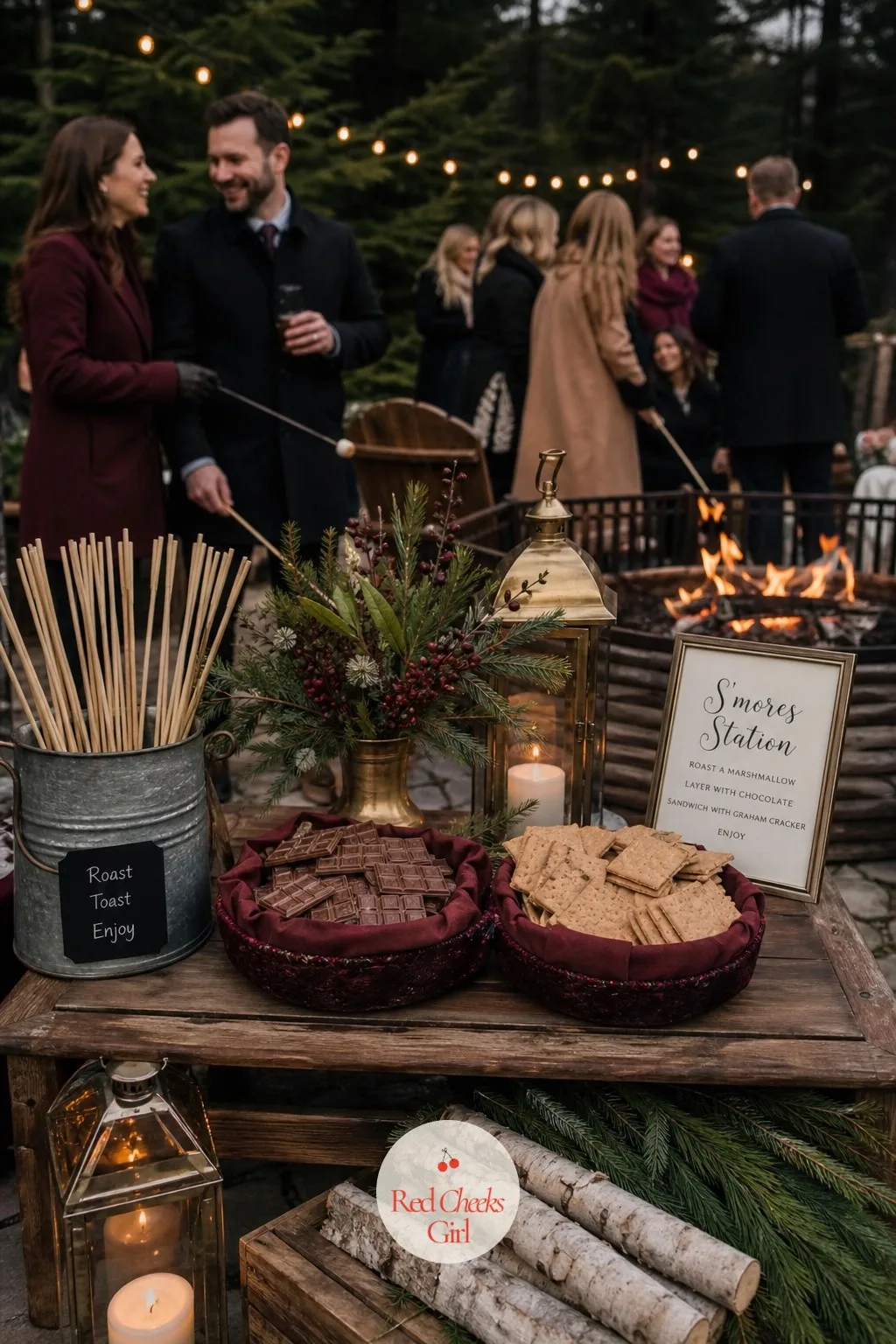 S'mores Station by the Fire Pit — An outdoor moment gets every guest off their phone faster than anything happening inside, and a real fire pit is the easiest