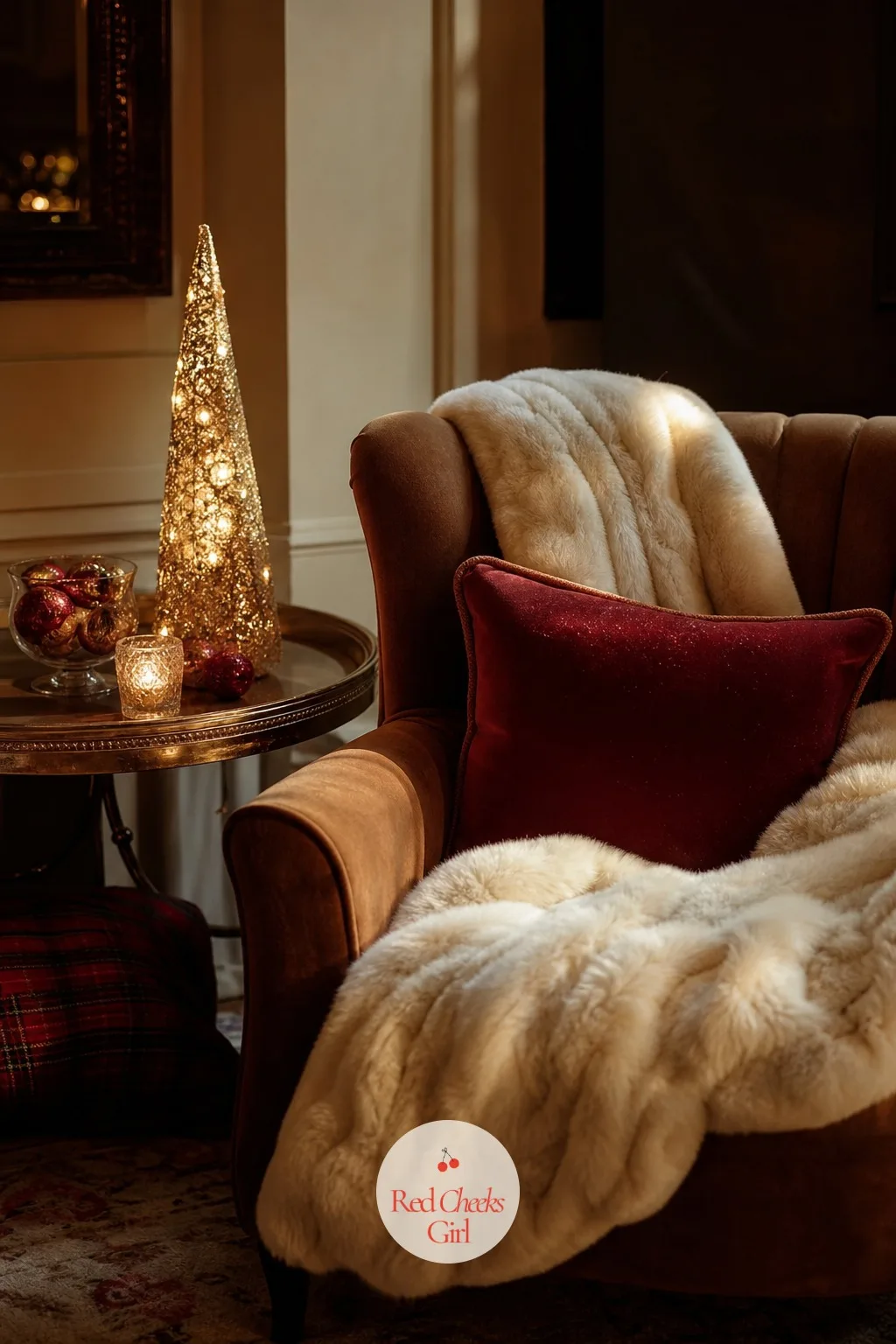 The Armchair Corner — One good chair, styled properly, can carry a whole corner of the room that would otherwise go unnoticed between the tree and the sofa.