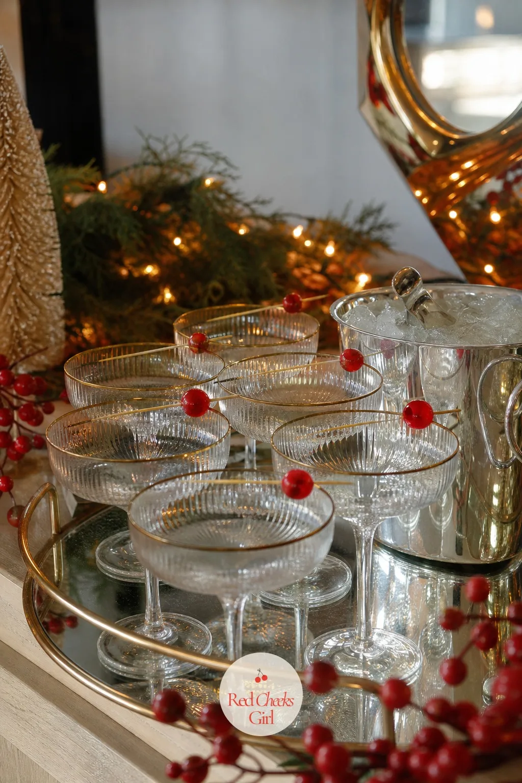 The Coupe Glasses and Ice Bucket — Plastic cups kill the mood faster than anything else in the room, and a houseful of guests is exactly when the good
