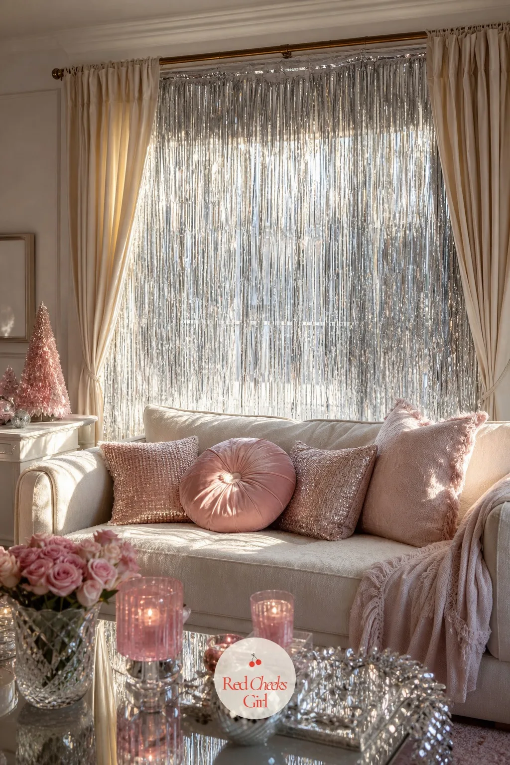 The Tinsel Curtain Window — Every studio Christmas special had that shimmering curtain somebody sang in front of, and a window is the easiest place to borrow