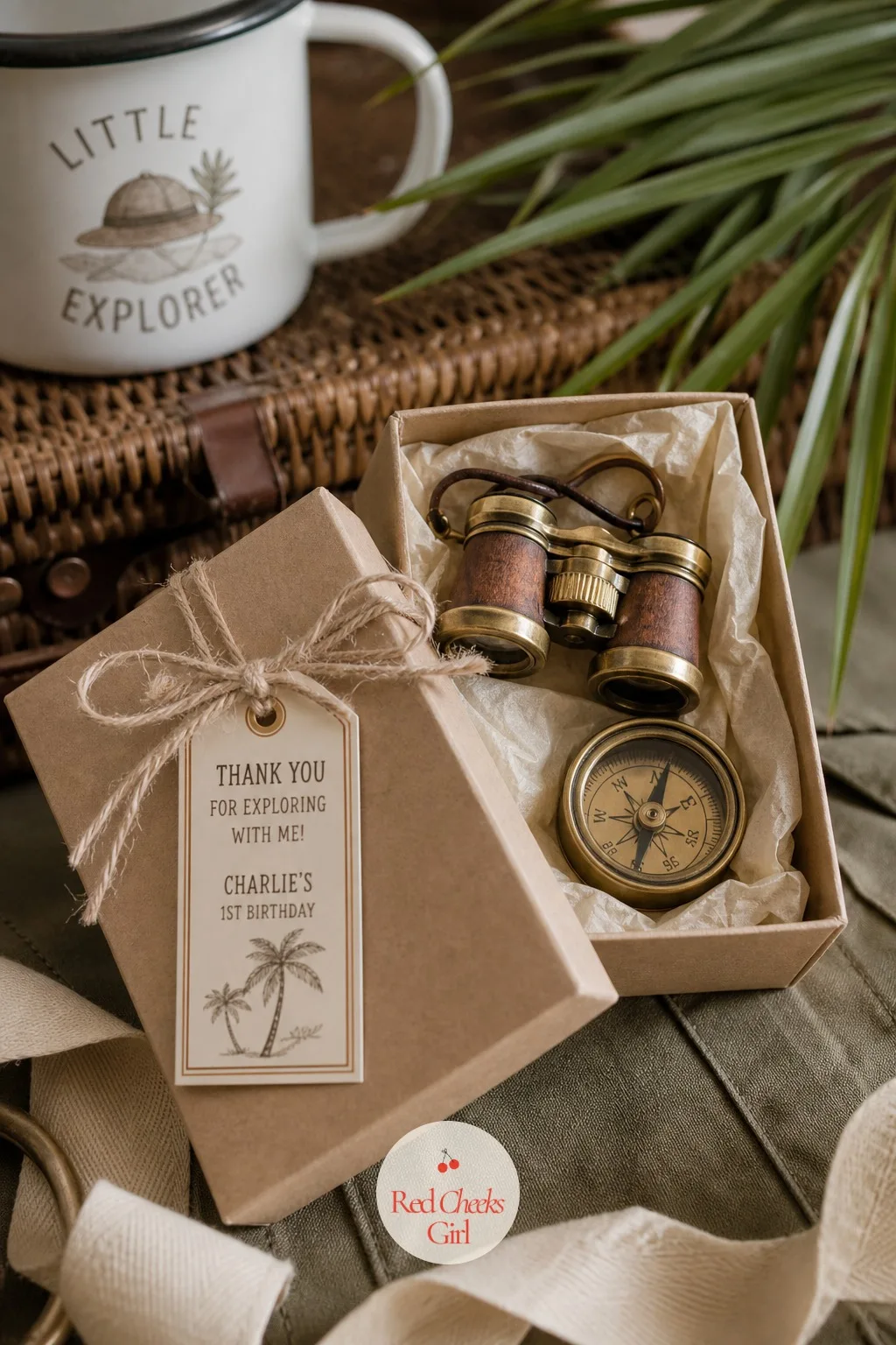Binocular and Compass Favors — A favor only earns its space in a parent's bag if it gets used again later. Safari first birthday party