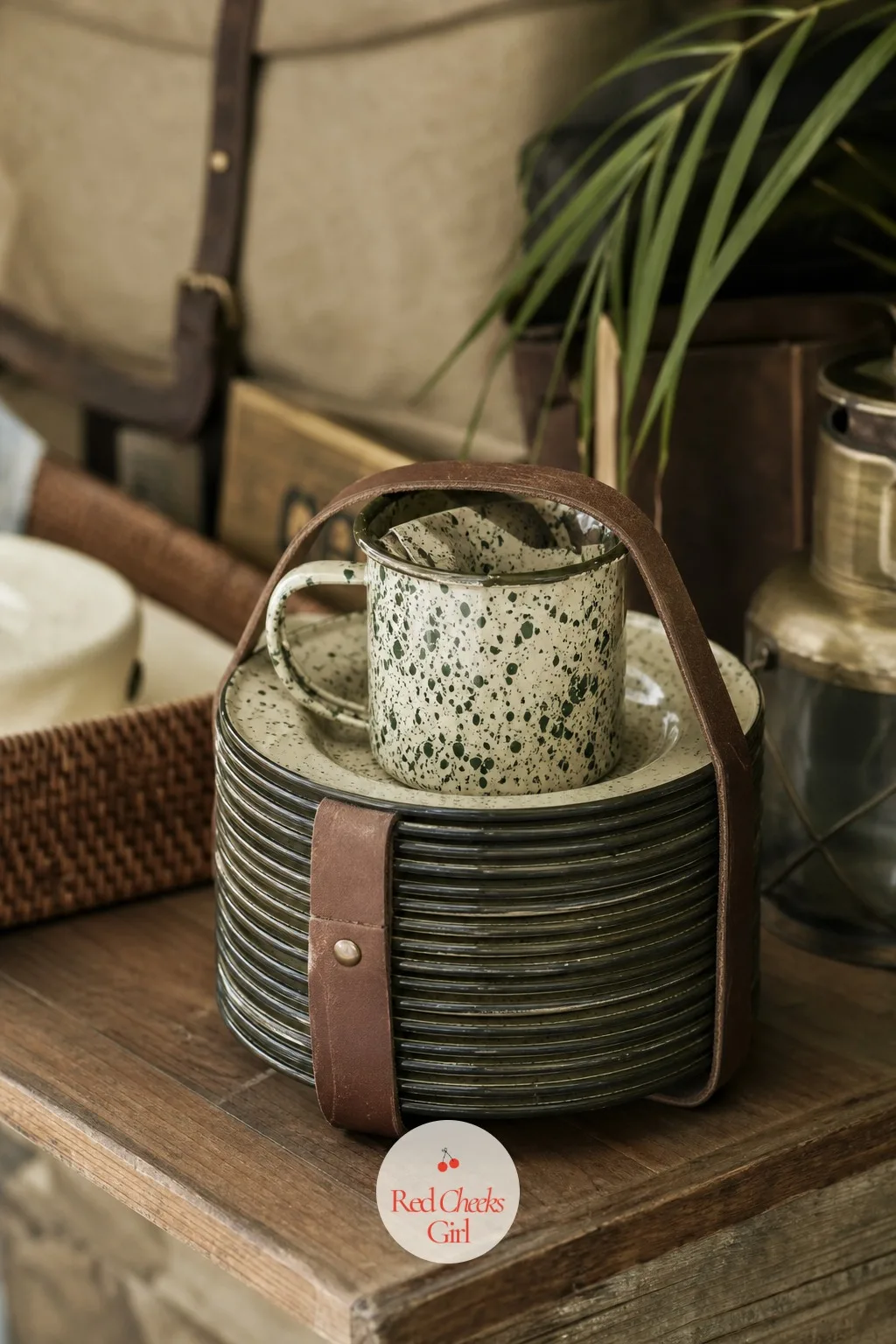 Enamel Camp Dinnerware Stack — Paper plates work, but a stack of enamel tin plates does double duty as decor and actual tableware, no extra styling budget