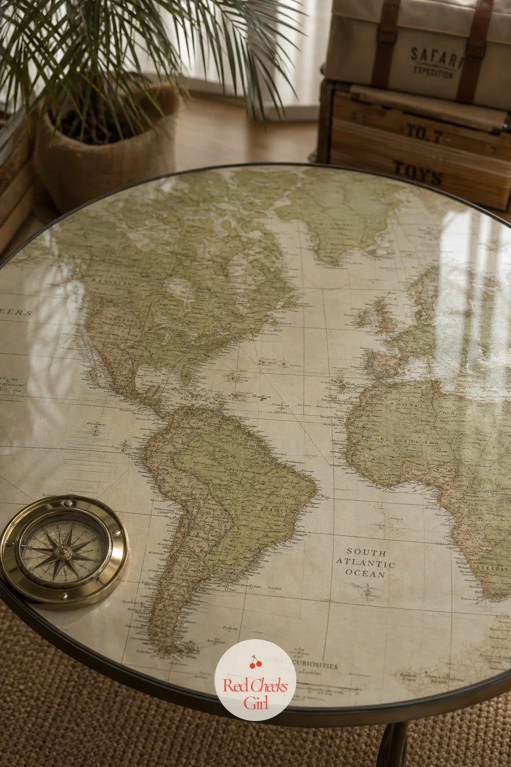 Map Tablecloth — An empty cloth under a full spread of food looks unfinished even when the food is good. Safari first birthday party