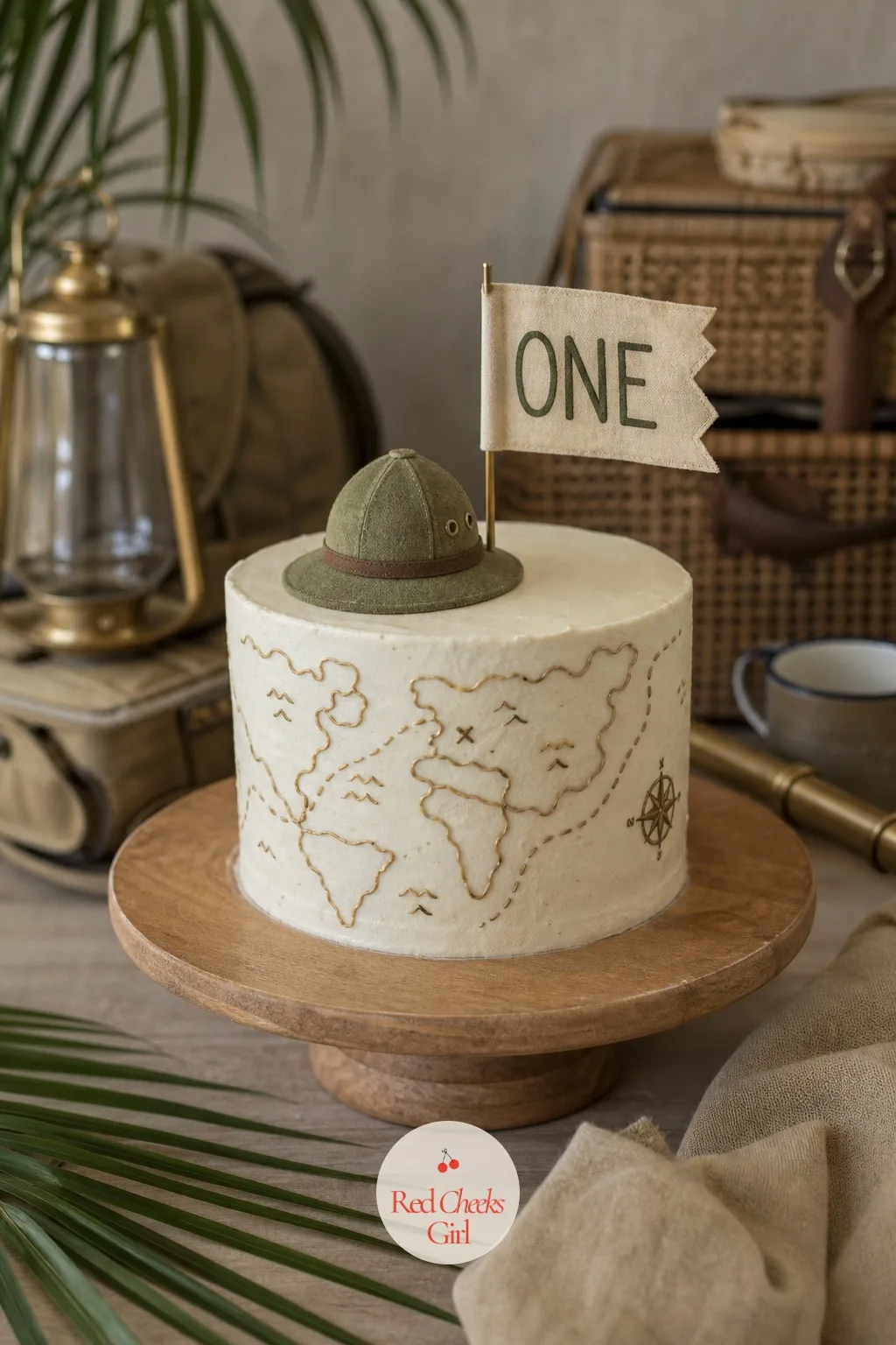 Smash Cake With a Little Explorer Hat — The smash cake is the one food nobody actually eats, so make it worth the mess. Safari first birthday party