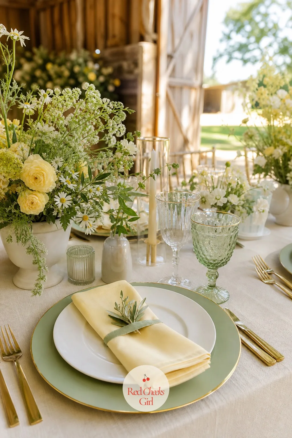 Sage and Butter Yellow Mix — Butter yellow keeps sage from reading cold, and the two together feel like the first warm week of the year. Sage green wedding