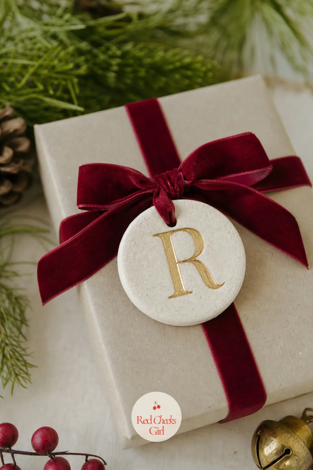 Monogram Initial Discs — One letter, painted in gold in the center of a plain cream disc, reads as a finished gift even when it took four minutes to decorate.