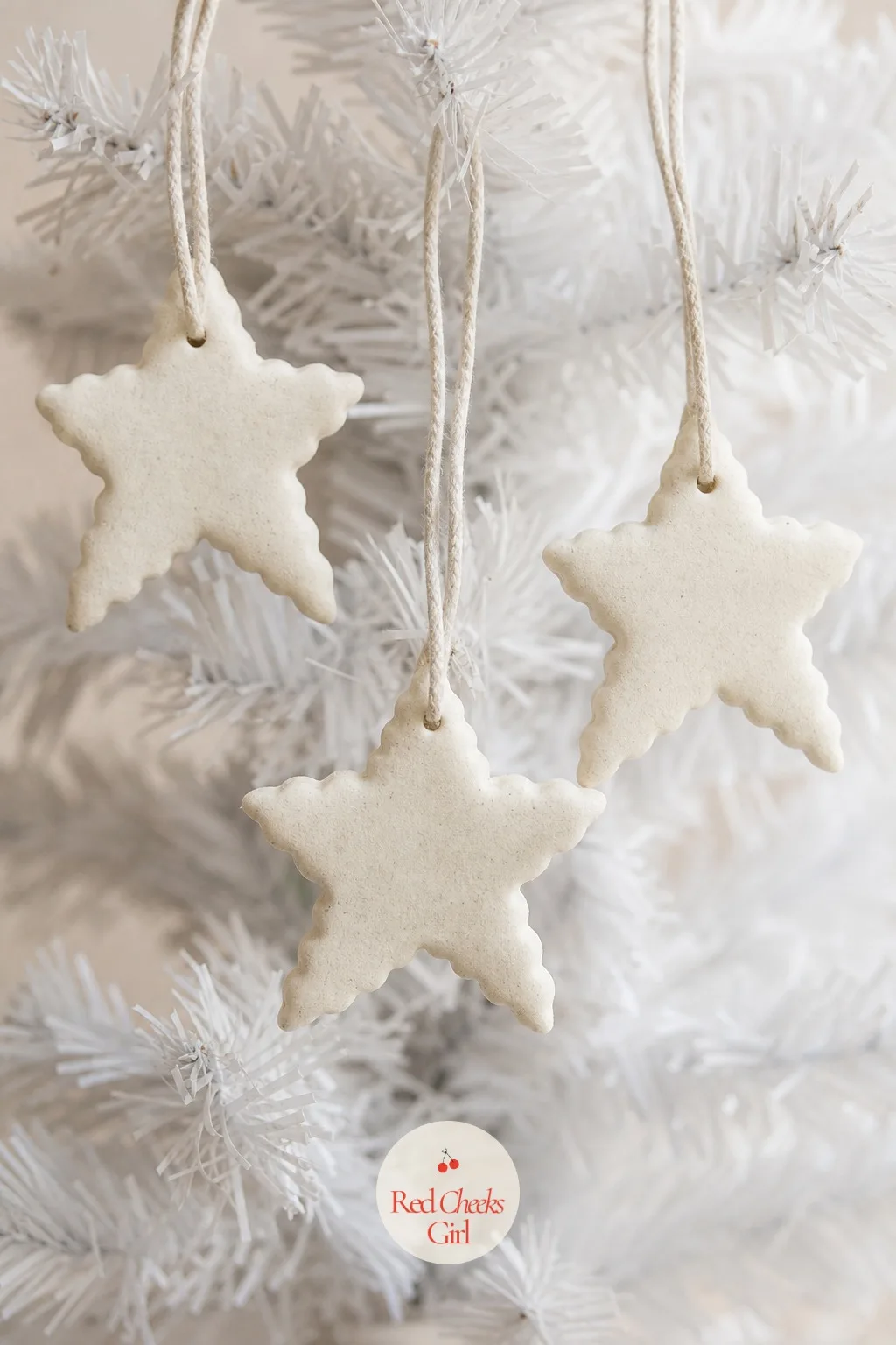 Scalloped Star Ornaments — No paint required if you do not want it: a scalloped star cutter alone, finished with a single coat of matte varnish, looks