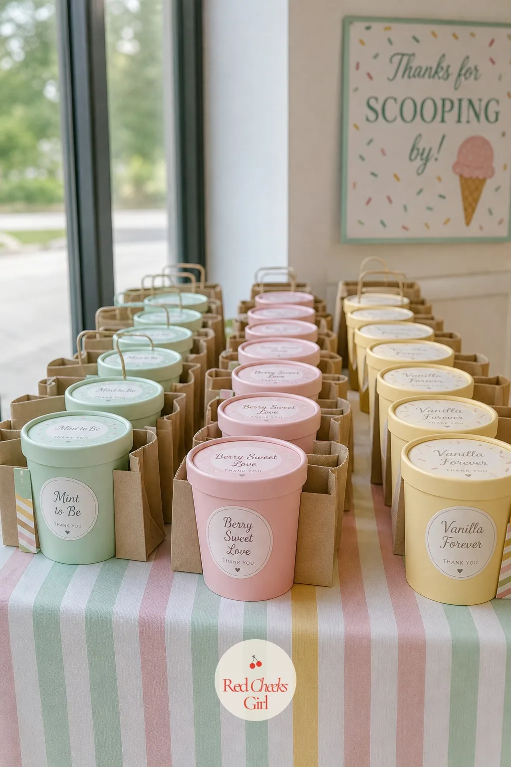 Ice Cream Pint Favors — A favor that looks like the theme instead of just matching its colours is the one that actually gets kept. Scooped up bridal shower