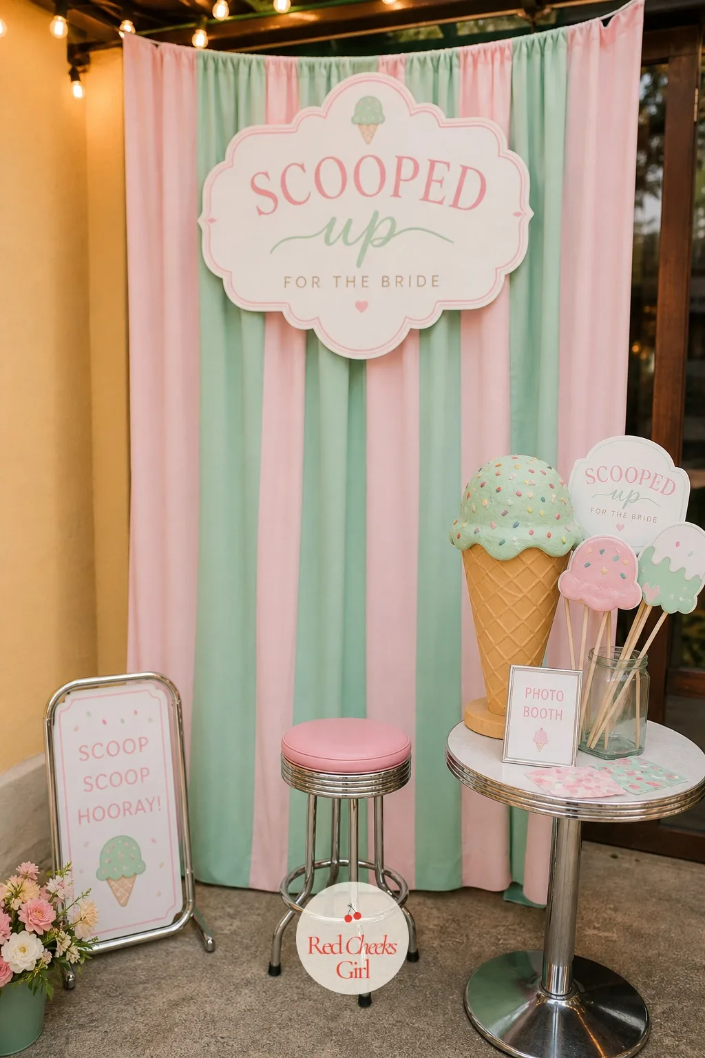 Photo Booth with Oversized Cone Props — Somewhere near the end of the party, guests want a reason to stop and take a picture before they head out, and an