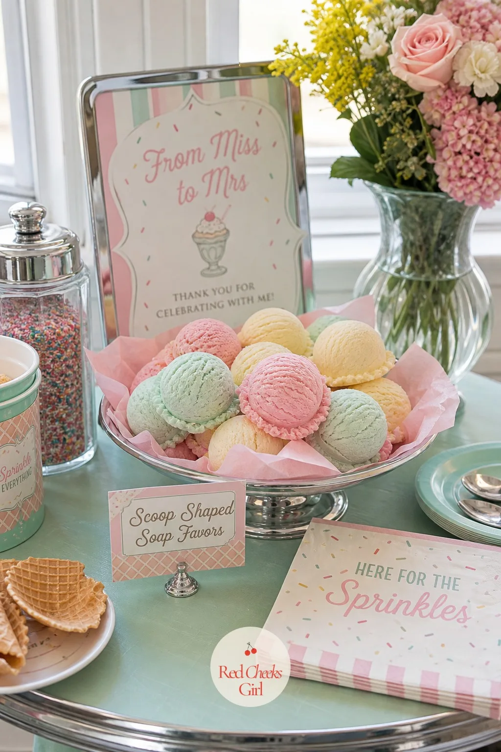 Scoop Shaped Soap Favors — For guests who already have enough candy from the sundae bar, a small soap shaped like a scoop of ice cream gives them a favor they