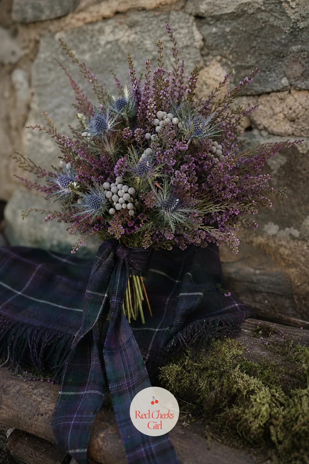 The Heather Bridal Bouquet — A tight round bouquet of roses looks borrowed from any other wedding. Scottish wedding ideas